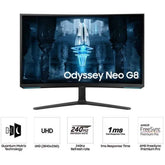 Samsung 32" Odyssey Neo G8 4k Uhd 240hz 1ms G Sync Curved Hdr 2000 G Sync Compatible Adjustable Stand